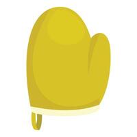 Yellow oven mitt protecting from hot temperatures while cooking vector
