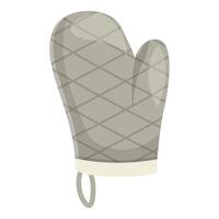 Grey oven mitt protecting hand from burns while cooking vector