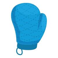 Blue oven mitt protecting hand from burns while cooking vector