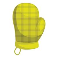 Yellow oven mitt with squared pattern protecting from heat vector