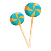 Two colorful swirl lollipops isolated on white background vector