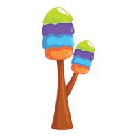 Two colorful fantasy trees growing side by side vector
