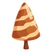 Delicious chocolate cone ice cream with caramel syrup drizzled on top vector
