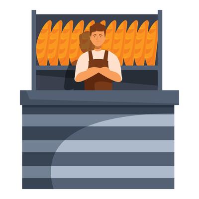 Baker waiting for customers in his bakery