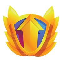 Golden shield with wings representing security and growth vector