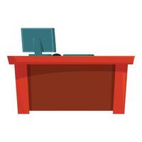 Red wooden office desk with computer standing on top vector