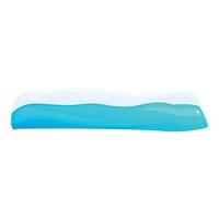 Blue water flowing under a layer of ice with snow on top vector