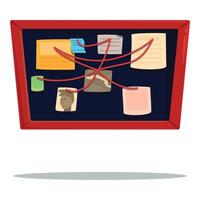 Detective connecting clues on investigation board with red string vector