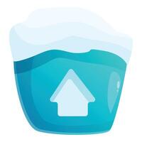 Blue iceberg floating with house shape arrow pointing up vector
