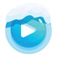 Frozen play button showing concept of winter holidays video streaming vector