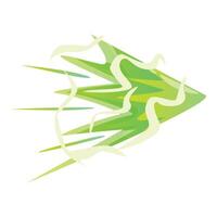 Abstract green arrow flying fast with motion trails vector