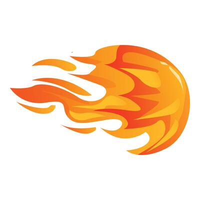 Abstract fireball with flames providing heat and light