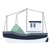 Fishing boat pulling net full of fish from ocean vector