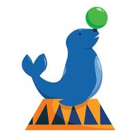 Circus seal balancing ball on nose while performing vector