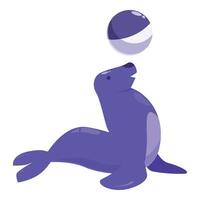 Purple eared seal balancing a ball on its nose vector