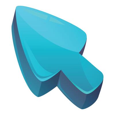 Blue cursor is pointing on a white background