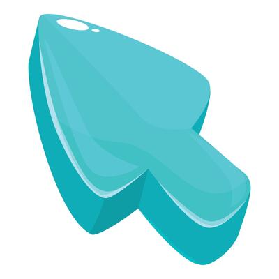 Aqua blue cursor pointing up and to the right