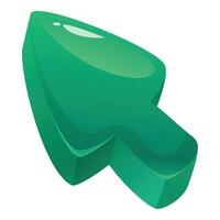 Green cursor pointing up right direction 3d vector