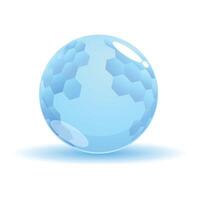 Blue transparent sphere with hexagon pattern on white background vector