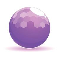 Purple sphere with honeycomb pattern casting shadow on white background vector
