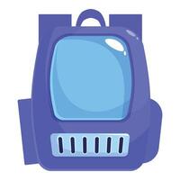 Futuristic backpack featuring a transparent screen displaying a blue light vector