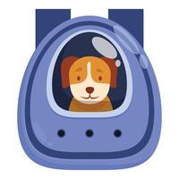 Cute dog astronaut sitting in spaceship window looking at stars vector
