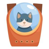 Cartoon cat astronaut sitting in spaceship taking off to space vector