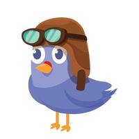 Blue bird wearing aviator helmet and goggles looking up vector