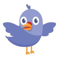 Cute blue bird character flapping its wings and smiling vector