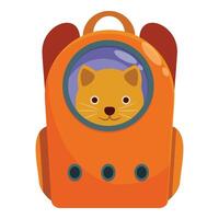 Funny ginger cat sitting in orange backpack with space helmet design vector