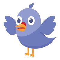 Happy blue bird fluttering its wings and chirping vector