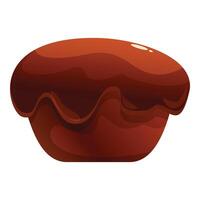 Chocolate muffin dripping with icing on white background vector