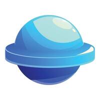 Blue spaceship flying in outer space cartoon style vector