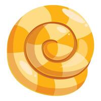 Delicious round yellow candy is swirling on white background vector