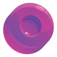 Glossy purple gradient torus floating on white background vector