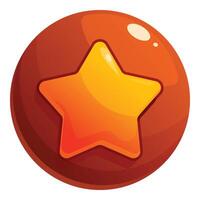 Glossy star button shining on brown background vector