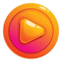 Orange play button showing concept of playing video vector