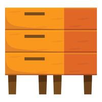 Wooden cabinet standing on four legs with three drawers vector