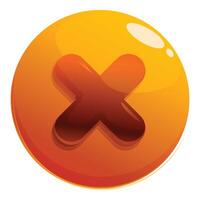 Glossy orange sphere displaying a brown cross sign vector