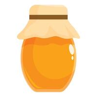 Glass honey jar with paper lid covering is standing on white background vector