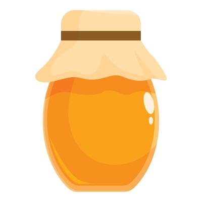 Glass honey jar with paper lid covering is standing on white background