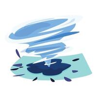 Big blue tornado rotating over land creating chaos vector