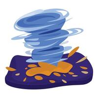 Blue whirlwind rotating creating tornado on ground vector