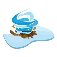 Blue tornado rotating and picking up debris illustration vector