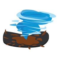 Blue whirlwind touching the ground creating a natural disaster vector