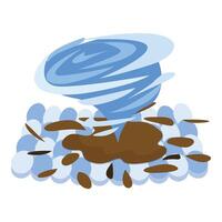 Blue tornado whirling over brown and white surface vector