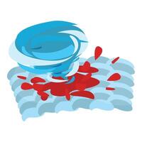 Blue tornado creating bloody mess on water surface vector