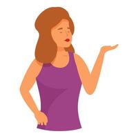 Young woman showing something with hand gestures while presenting something vector