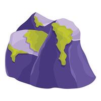 Purple mountain with green moss and snow covering its top vector