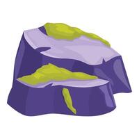Purple rock covered with green moss isolated on white background vector